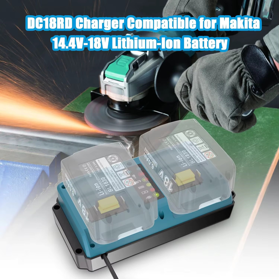 Dual Ports Ersatzladegerät für Makita 14,4V-18V Li-Ion Akkus, kompatibel mit BL1815 und BL1820 sowie BL183, Blau - Bild 5