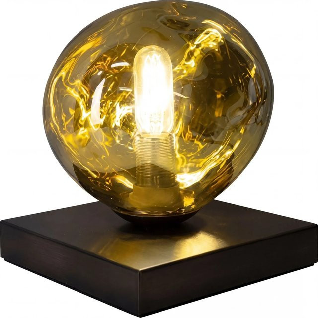 Moderne Tischleuchte Licht-Erlebnisse aus mundgeblasenem Glas in Schwarz und Gelb, Höhe: 17,5 cm, E14 Fassung - Bild 1