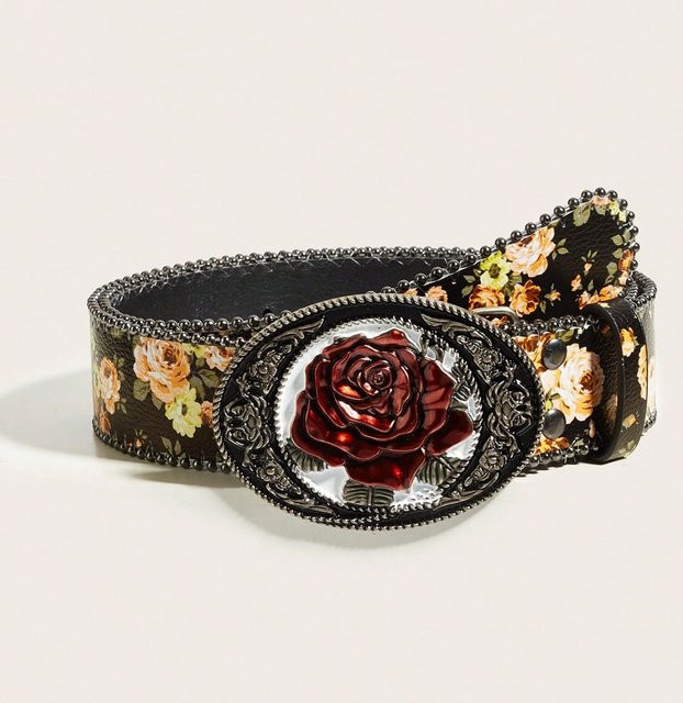 Gürtel Zubehör Rosen Design, bunt, Damen, 112 cm - Bild 1