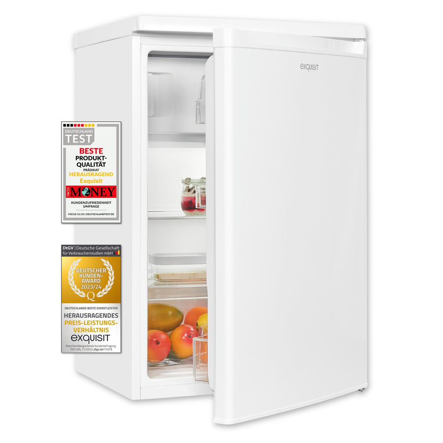 Exquisit Kühlschrank KS516-4-E-040E in Weiss mit reversiblem Türanschlag und LED-Innenbeleuchtung - Bild 1