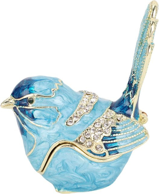 TOMTOP JMS Schmuckschatulle in Vogelform aus Metall und Emaille mit Kristallen in Blau - Bild 1