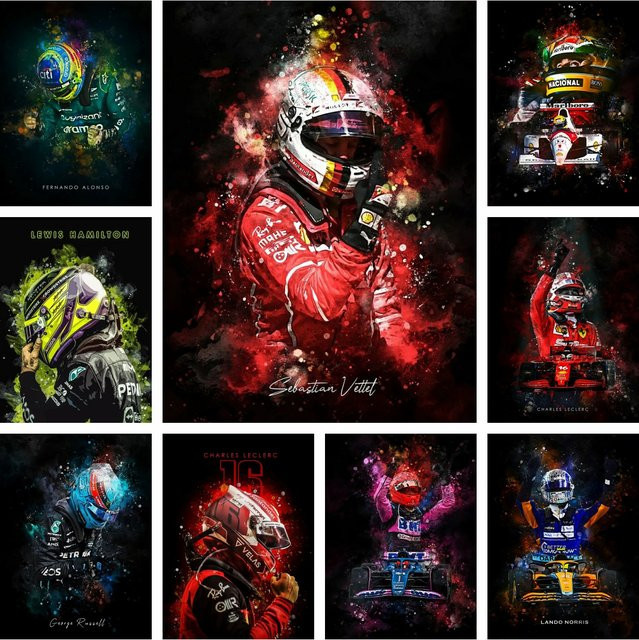 Potdemiel Diamant-Gemälde Racer-Legende als Diamant-Mosaik in Aquarell-Optik, bunte Wandkunst für deine Heimdekoration, B/H: 30,0 x 20,0 cm - Bild 1