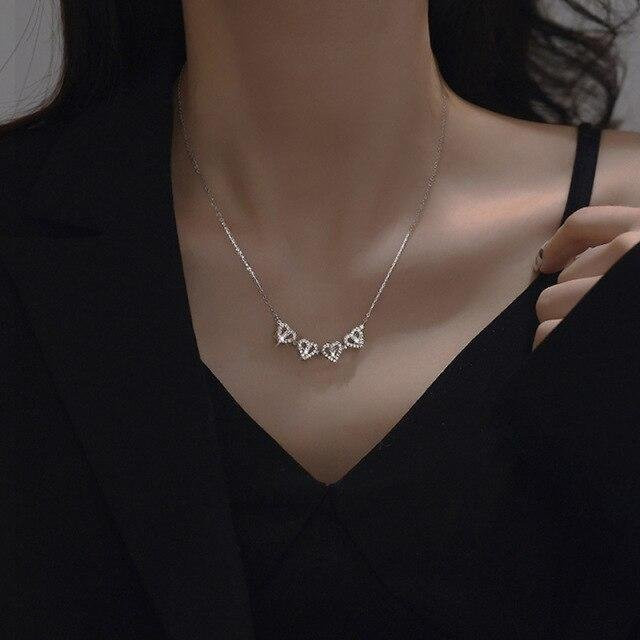 Halskette mit Anhänger, 925 Silber, Zirkonia, Herz und Blatt-Charme, Damen - Bild 1