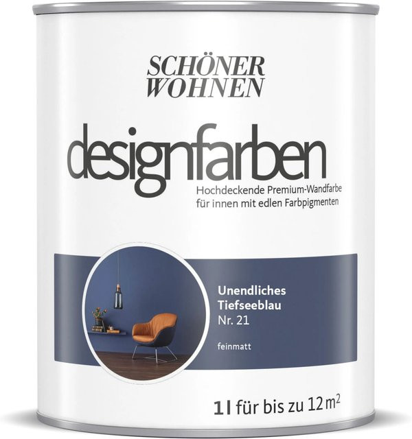 Schöner Wohnen Designfarbe Unendliches Tiefseeblau in Blau, konservierungsmittelfrei - Bild 1