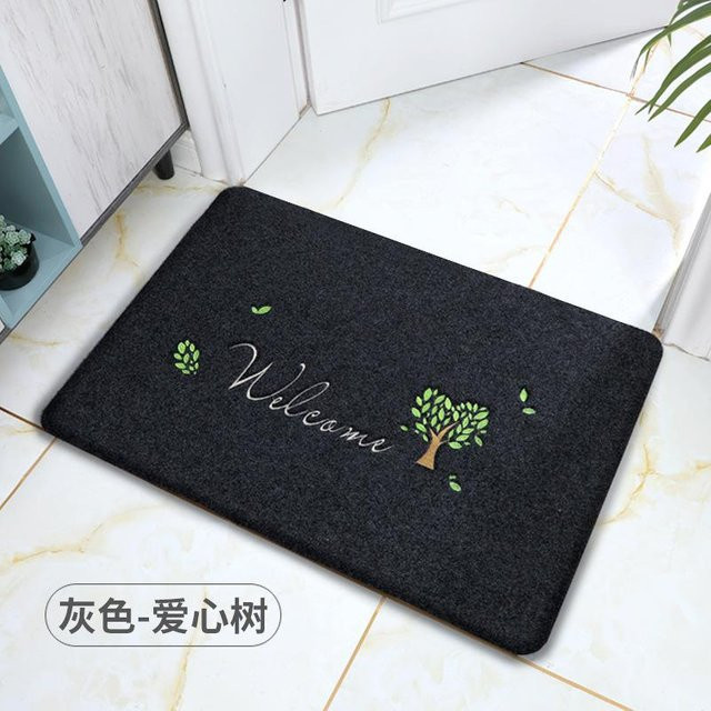 Bestickte Fußmatte für den Eingangsbereich, grau, Polyester, B/L: 40 x 60 cm - Bild 1