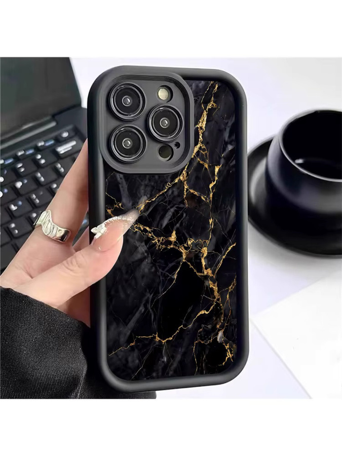Schutzhülle mit goldenem Rissmuster für dein Apple iPhone in den Farben Gold und Schwarz - Bild 7
