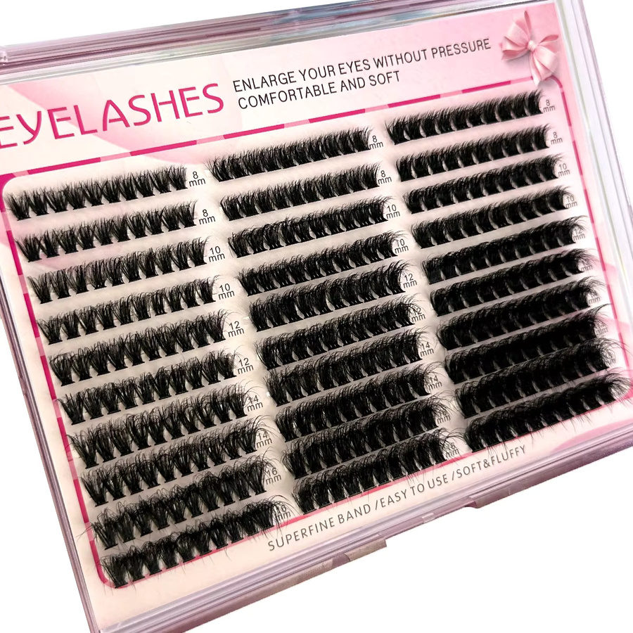 AMSDCN Cluster-Wimpernverlängerung, 30 Reihen, 8–16 mm, Wispy, Unisex - Bild 4