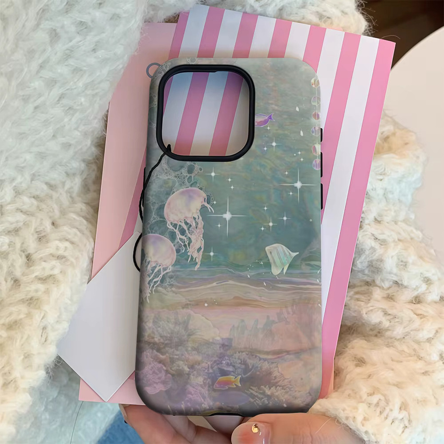 Handyhülle mit Unterwasser-Motiv für Apple iPhone 11 bis iPhone 17 Pro Max Plus, doppelschichtige Rückseite, Multicolor - Bild 3