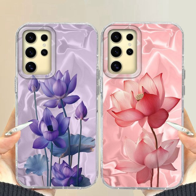 INS Lotus Floral Schutzhülle aus TPU für Samsung Galaxy S24 S23 S22 S25 S21 Plus S20 FE Ultra in Bunt und Lila - Bild 1