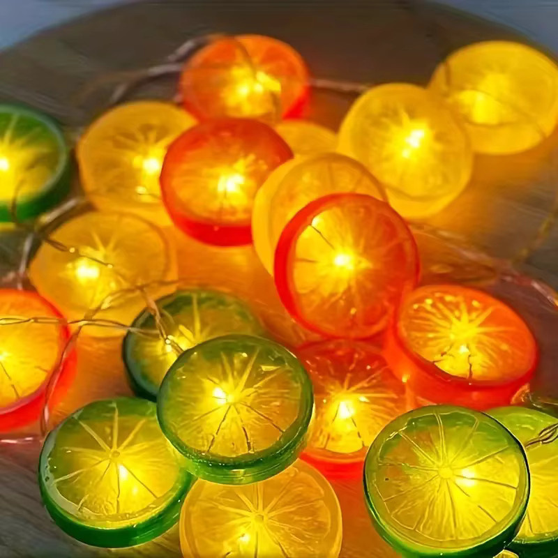 Bunte Zitronen-LED-Lichterkette für Innenräume und Partys, USB-betrieben und batteriebetrieben, Vorhang-Dekoration in Multicolor - Bild 2
