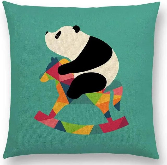 Bunte Kissenhülle mit Cartoon-Tier-Motiven für Sofa und Auto, Goldgelb, B/B: 66 x 66 cm - Bild 1
