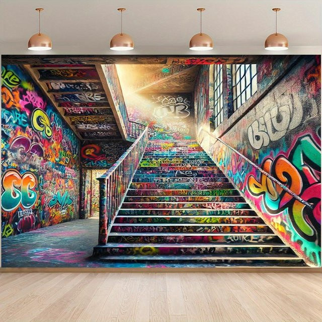JMG Household Supplies Wandteppich mit Graffiti-Design in Multicolour, Breite: 75 cm, Höhe: 75 cm - Bild 1