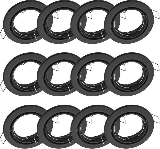 Oktaplex 12er Set Dijon Einbaustrahler Schwarz, schwenkbare runde Deckenspots aus Metall für GU10 LED-Module - Bild 1