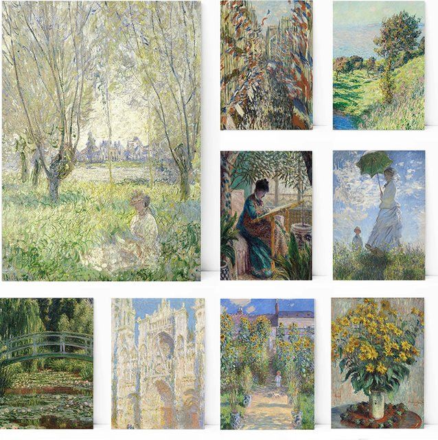 Claude Monet Frau mit einem Sonnenschirm Impressionistisches Leinwandgemälde als Vintage Wandkunst - Bild 1