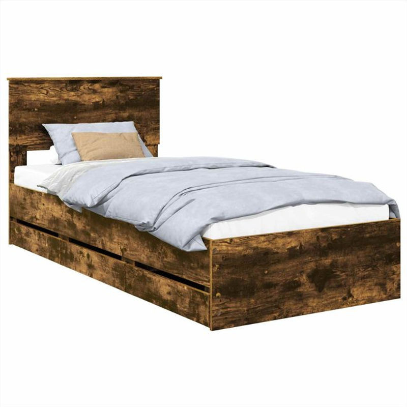 Bettrahmen Funktionsbett aus Eiche in Geräuchert Braun von vidaXL, B/T/H: 100 x 200 x 28,24 x 90 cm - Bild 1