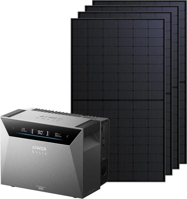 Anker Solix Solarbank 4 E5000 Pro in Grau mit 4 Solarpanels RS50S 500 W TopCon - Bild 1