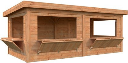 Marktstand Palmako Lenna Set 312 aus Fichtenholz in Braun mit Pultdach B/H/L: 588 x 245 x 300 cm - Bild 1