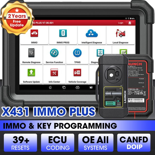 Launch X431 IMMO Plus Autoschlüssel-Programmiergerät und Kfz-Diagnosescanner zur Wegfahrsperre-Programmierung in Schwarz - Bild 1