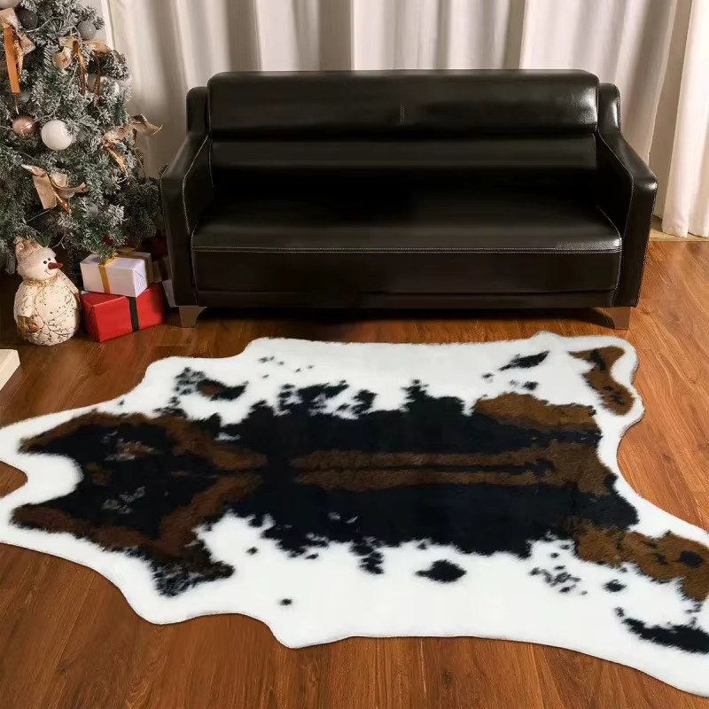 VIKAMA Teppich mit Hirschhaut-Textur in nordischem Design, rutschfest und weich für Wohnzimmer oder Schlafzimmer, B: 120 cm, T: 90 cm - Bild 1