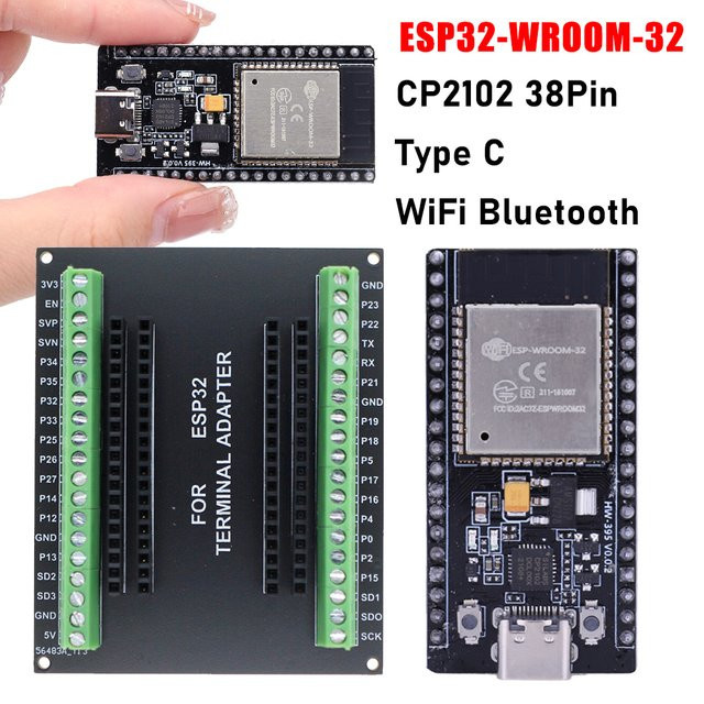 APWIKOGER ESP32 Entwicklungsboard mit WiFi und Bluetooth, CP2102 Modul für Smart Home und IoT, Schwarz - Bild 1