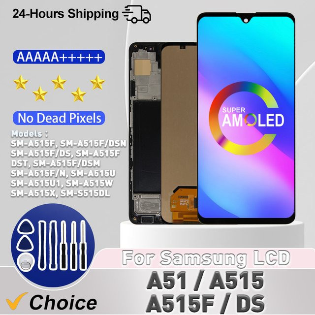 Samsung Galaxy A51 A515 AMOLED LCD Display Bildschirm Baugruppe mit Rahmen und Touchscreen Digitizer in Schwarz - Bild 1