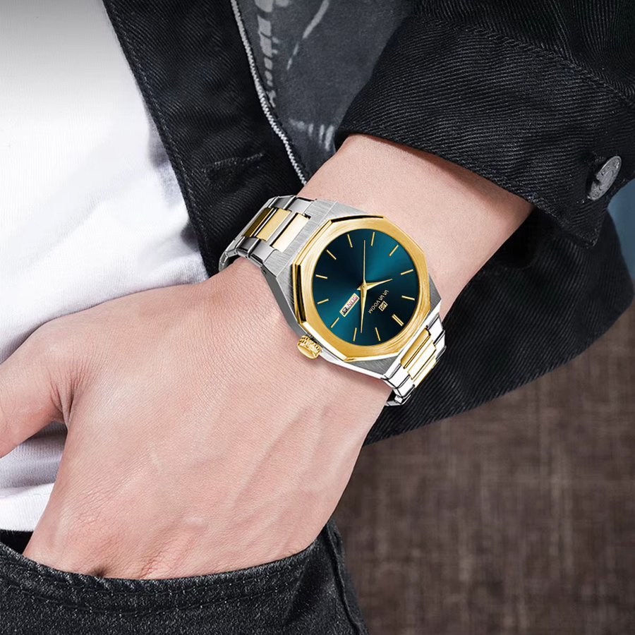 VA VA VOOM Armbanduhr, Quarz, Edelstahl, Schwarz, Bicolor, Herren - Bild 2