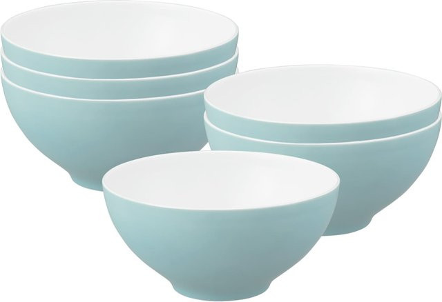Seltmann Weiden Schüsseln Life Fashion aus Keramik, 6er Set, Weiß und Türkis, Durchmesser: 15,5 cm - Bild 1