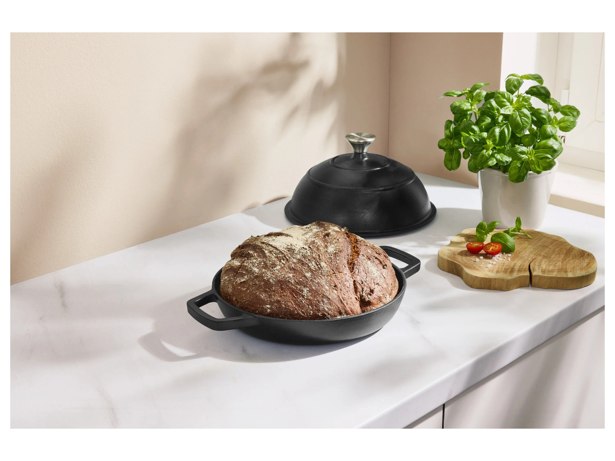 SILVERCREST Premium-Gusseisenbrottopf, runde Brotbackform aus emailliertem Gusseisen, Schwarz, Durchmesser: 25 cm - Bild 2