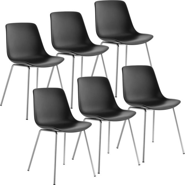 tectake Kunststoffstuhl Mave im 6er Set, Schwarz, B/T/H: 46 x 55 x 80,5 cm - Bild 2