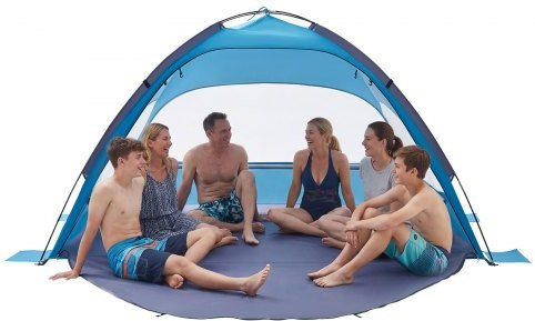 VEVOR Strandzelt Sonnenschutz für 6 Personen mit UPF 50+ Schutz, tragbares Sonnendach mit Tragetasche und Sandtaschen, leichtes Strandzelt für Camping, Angeln und Picknick - Bild 1