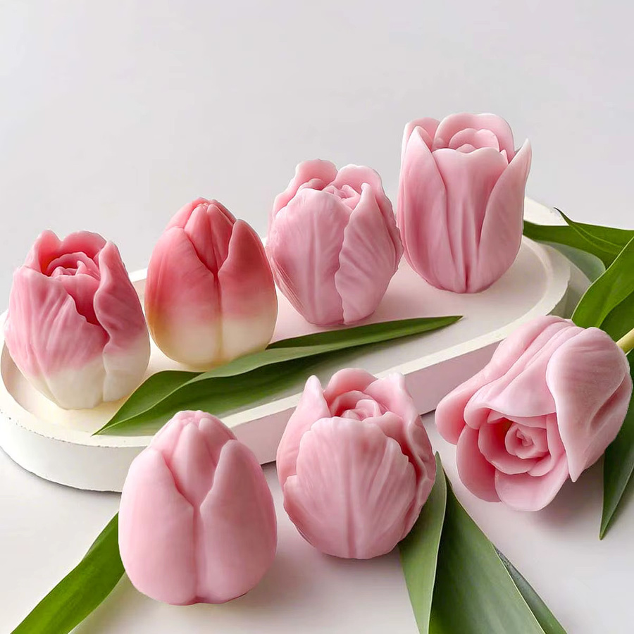 UDOCOOL Silikon Kerzenform Tulpe in Pink für DIY Handarbeit aus Wachs, Seife, Gips oder Harz - Bild 2