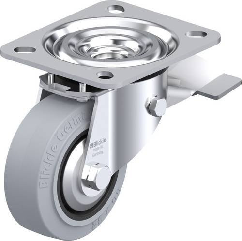 Blickle Lenkrolle L-POEV 80G-ST-SG-FA mit Feststeller in Grau und Schwarz, Rad-Durchmesser: 80 mm, Tragfähigkeit: 140 kg - Bild 1