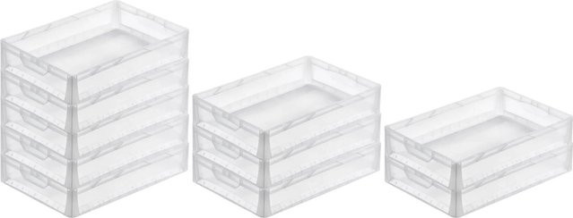 PROREGAL SparSet 10x Transparente Eurobehälter LightLine mit Offenem Griff, H x B x T: 12 x 40 x 60 cm, 24 Liter Eurobox Transportbox - Bild 1