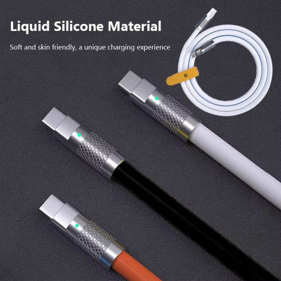 USB-C auf USB-C Schnellladekabel mit 100 W aus flüssigem Silikon in Weiß - Bild 2