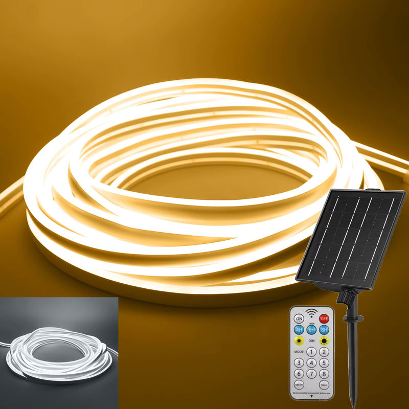 HEGEHE Solar-Neon-LED-Streifen Weiß, 24V IP67 Wasserdicht, Dimmbar mit Fernbedienung für Garten und Außenbereich, 120 LEDs/m - Bild 3