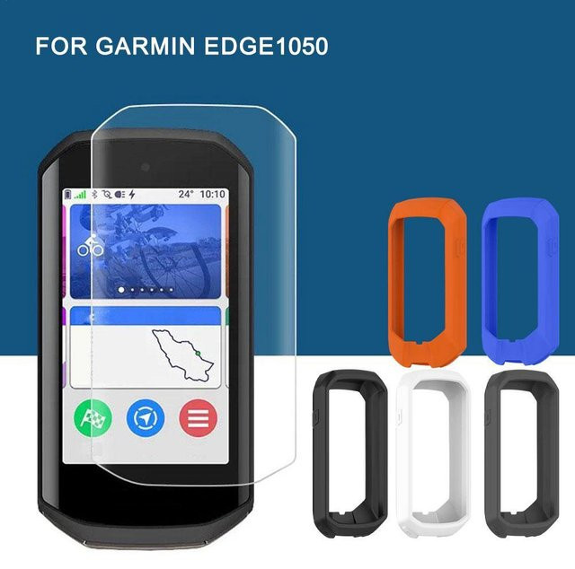 Garmin Edge 1050 Schutzset: Silikon-Schutzhülle und 2 Displayschutzfolien in Schwarz - Bild 1