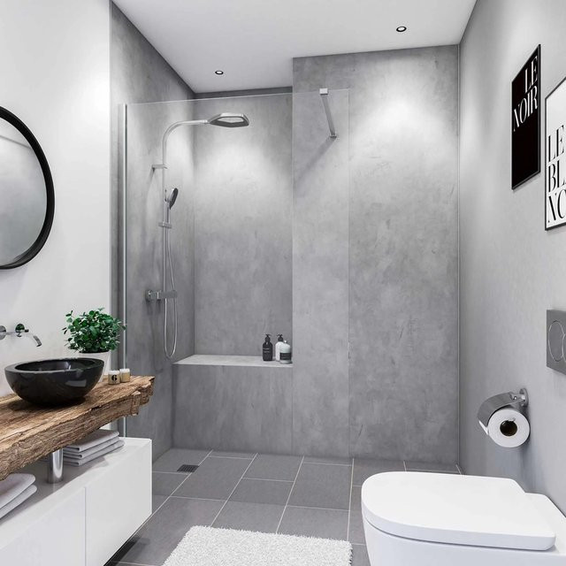 Breuer Duschrückwand Soft-Touch Beton Optik Grau B: 100 cm, H: 210 cm - Bild 1
