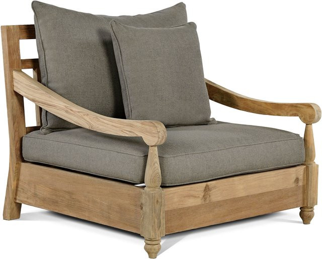 OUTFLEXX Stuhl aus recyceltem Teakholz in Natur mit Armlehnen und Kissen, B/T/H: 90 x 90 x 82 cm - Bild 1