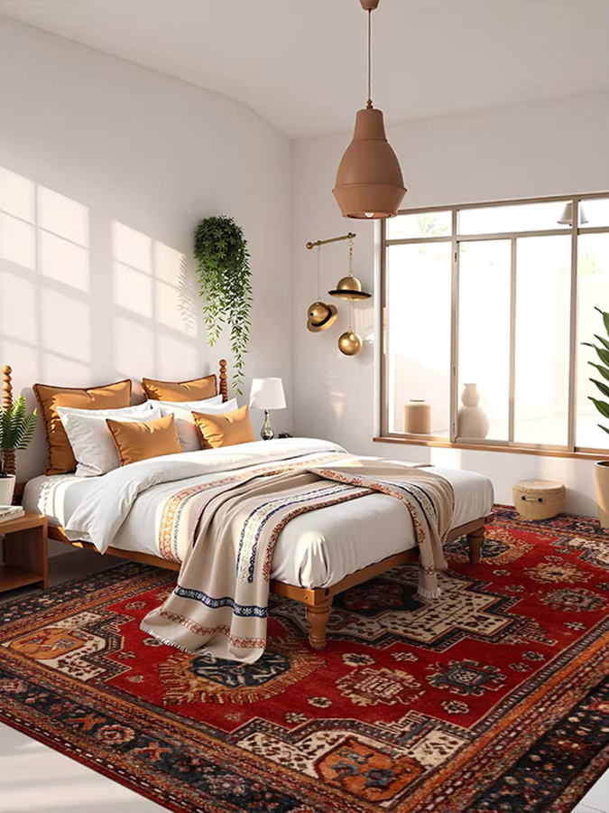 RAKKS Teppich aus böhmischem Kristall-Samt mit Anti-Rutsch-Funktion für Wohnzimmer und Schlafzimmer in Rot und Grün - Bild 2