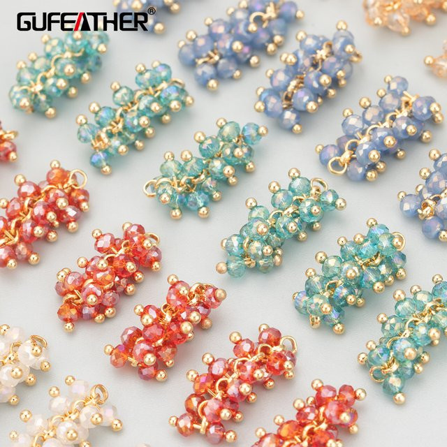 GUFEATHER Charms, 18 Karat vergoldet, Kupfer, natürliche Perlen, 10 Stück - Bild 1