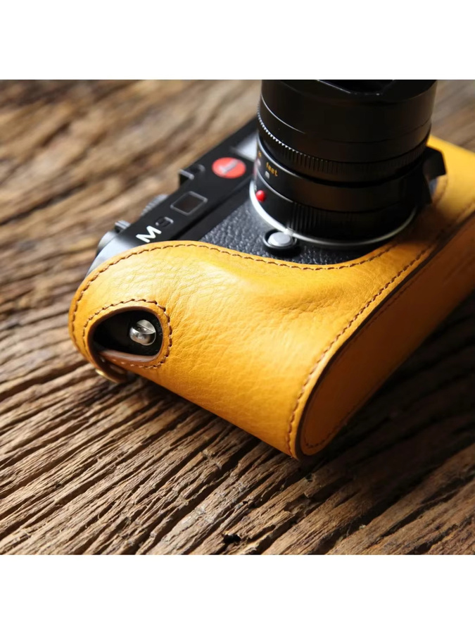 OLOEY Handgefertigte Kamera Half Case aus echtem Leder für Leica M8 M9 M9P ME MM in Schwarz, Weiß oder Grau - Bild 3