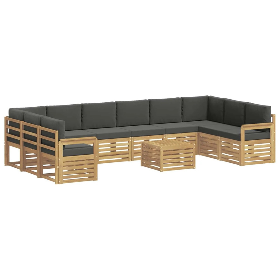 vidaXL Outdoor-Sofagarnitur 8-teilig in L-Form aus Akazienholz mit Polstern, Weiß und Anthrazit, B/T/H: 59 x 59 x 37 cm - Bild 2