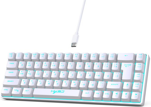 HXSJ Gaming-Tastatur mit RGB-Hintergrundbeleuchtung, 68 Tasten, Russisches Layout, Weiß - Bild 1