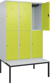 C+P Doppelstock-Spind Classic PLUS Sitzbank mit 3 Abteilen und Zylinderschloss, B/T/H: 212 x 120 x 81,5 cm - Bild 1