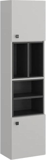 Vicco Hängeschrank Gerta Badmöbel in Grau-Schwarz mit 2 Türen und offenen Fächern, B: 37,5 cm, H: 150 cm - Bild 2