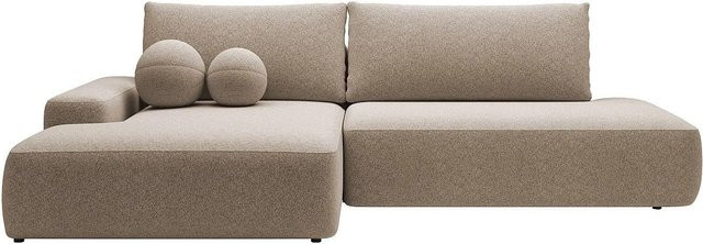 Vente-unique Schlafsofa Daviso in Taupe und Beige mit L-Form und meliertem Stoff - Bild 1