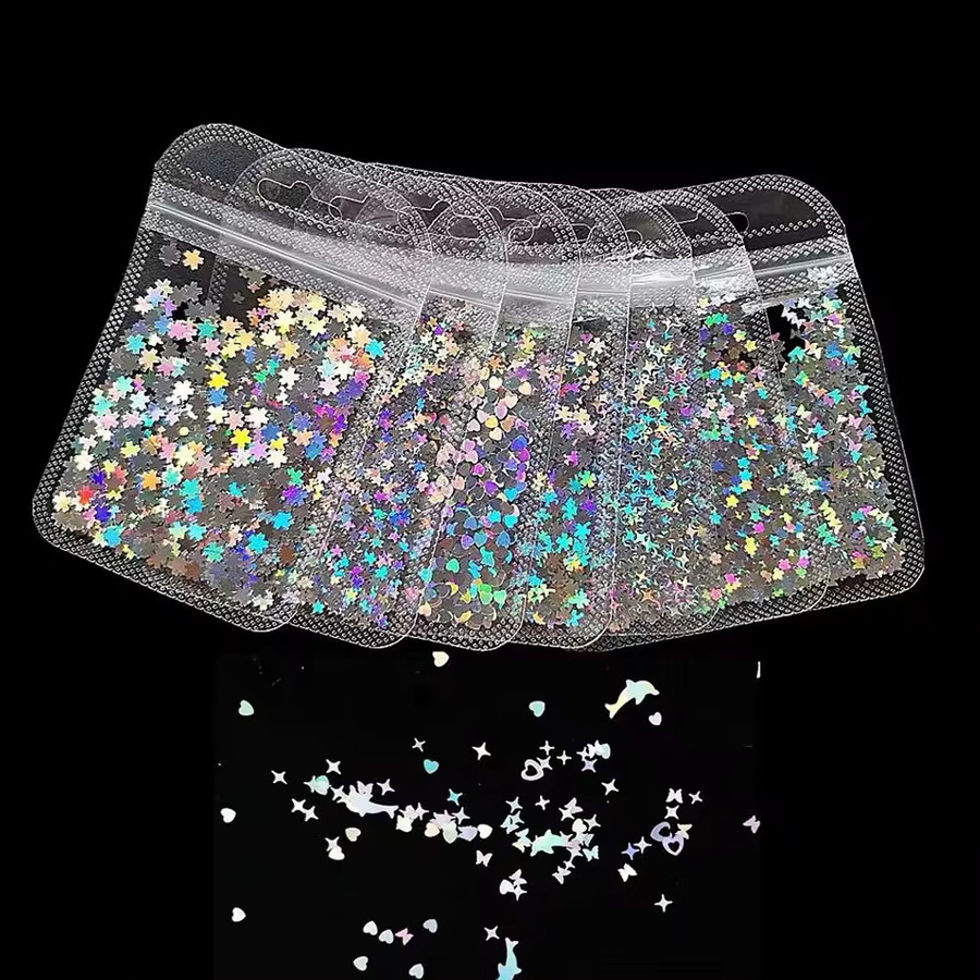 MAFANAILS Nagel Glitter, Silber, Sterne und Schmetterlinge, 10g - Bild 5