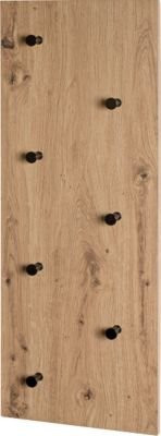 Wandgarderobe HAKU in hellem Eiche-Dekor und Schwarz mit 7 Haken, B: 80 cm, T: 5 cm, H: 30 cm - Bild 1