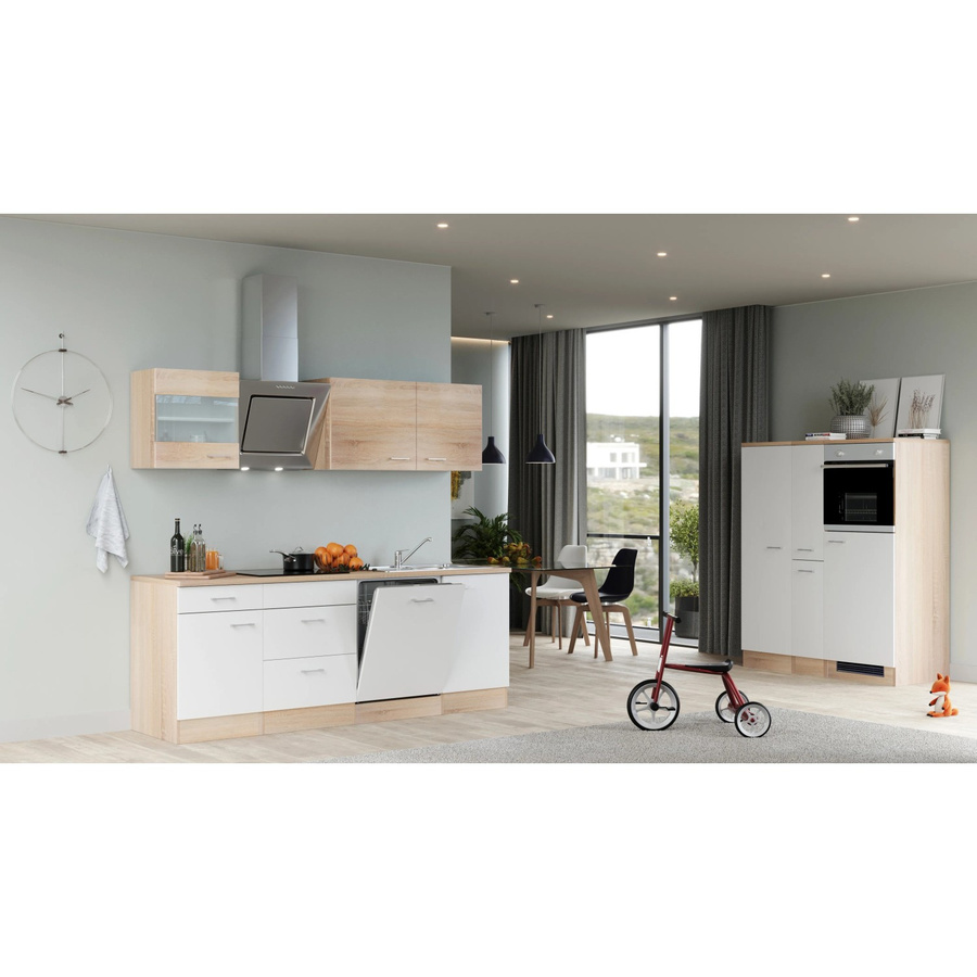 Flex-Well Classic Küchenzeile Florida in Weiß und Sonoma Eiche, Breite: 360 cm, Höhe: 168,5 cm, Tiefe: 60 cm - Bild 2