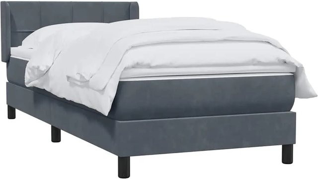 vidaXL Boxspringbett mit Matratze aus Samt in Dunkelgrau, B/T/H: 80 x 210 cm - Bild 1